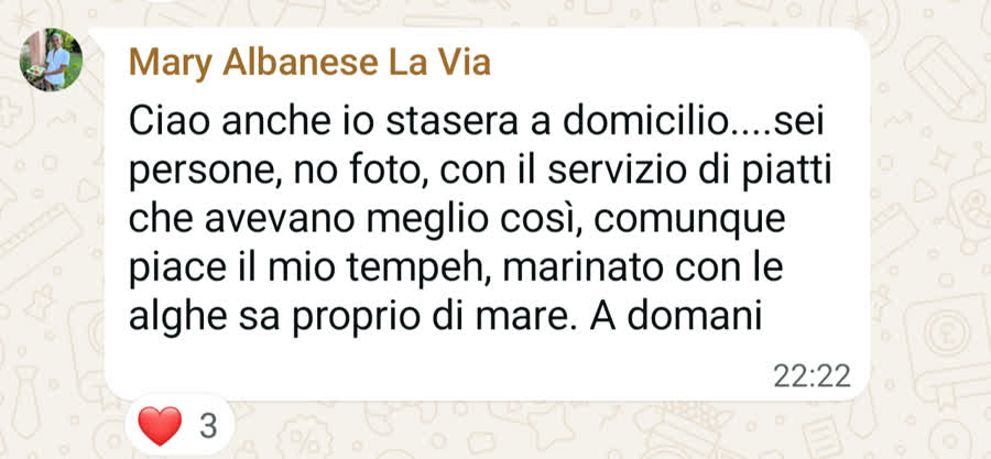 Messaggio WhatsApp di Mary